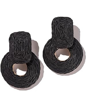 Statement Raffia Earrings Cute Boho Earrings Rattan Dangle Earrings Handmade Straw Wrap Earrings ... | Amazon (US)