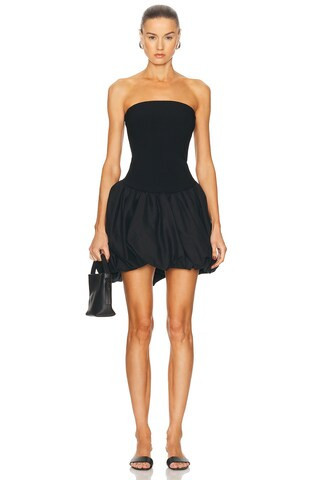 SIMKHAI Pollie Bubble Mini Dress in Black - Black. Size L (also in XS, S, M). | FWRD 