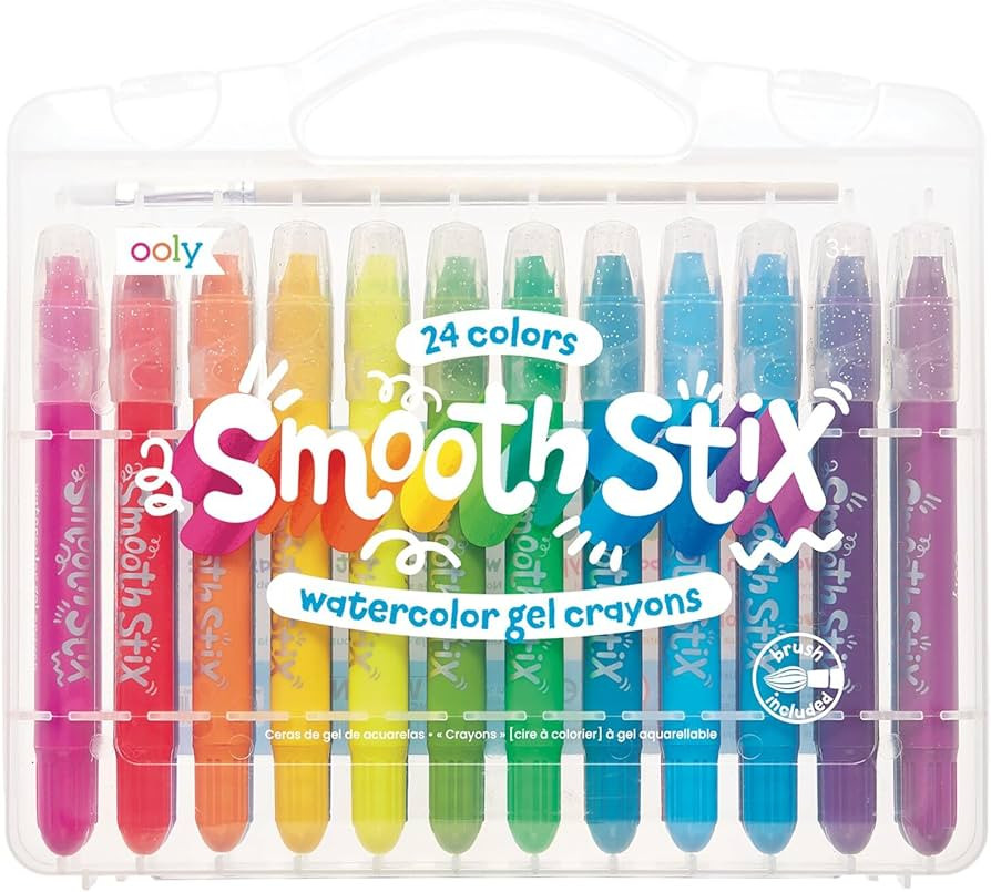 Ooly Smooth Stix Gel Crayons for Kids and Adults with Paint Brush - Set of 25 Watercolor Rainbow ... | Amazon (US)