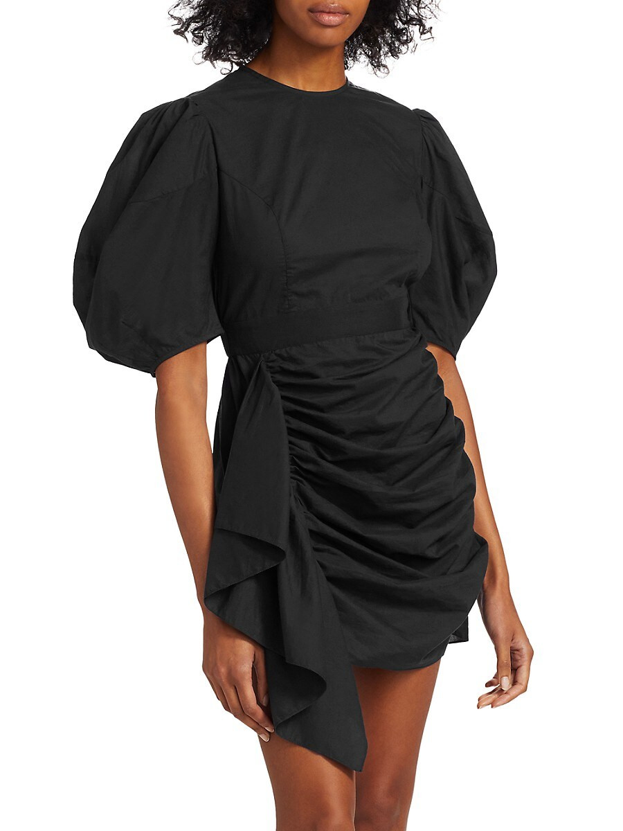 RHODE Women's Pia Puff Sleeve Ruffle Mini Dress - Black - Size XS | Saks Fifth Avenue OFF 5TH