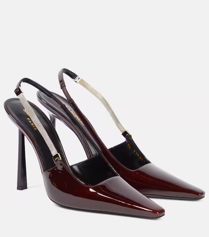 Saint Laurent Blake 110 patent leather slingback pumps | Mytheresa (UK)