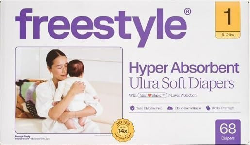 Free~Style Hyper Absorbent Ultra Soft TCF Luxury Diapers, Size 1, 68 Count | Amazon (US)