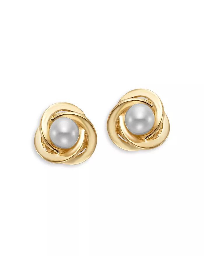 Cultured Freshwater Pearl Love Knot Stud Earrings in 14K Yellow Gold | Bloomingdale's (US)