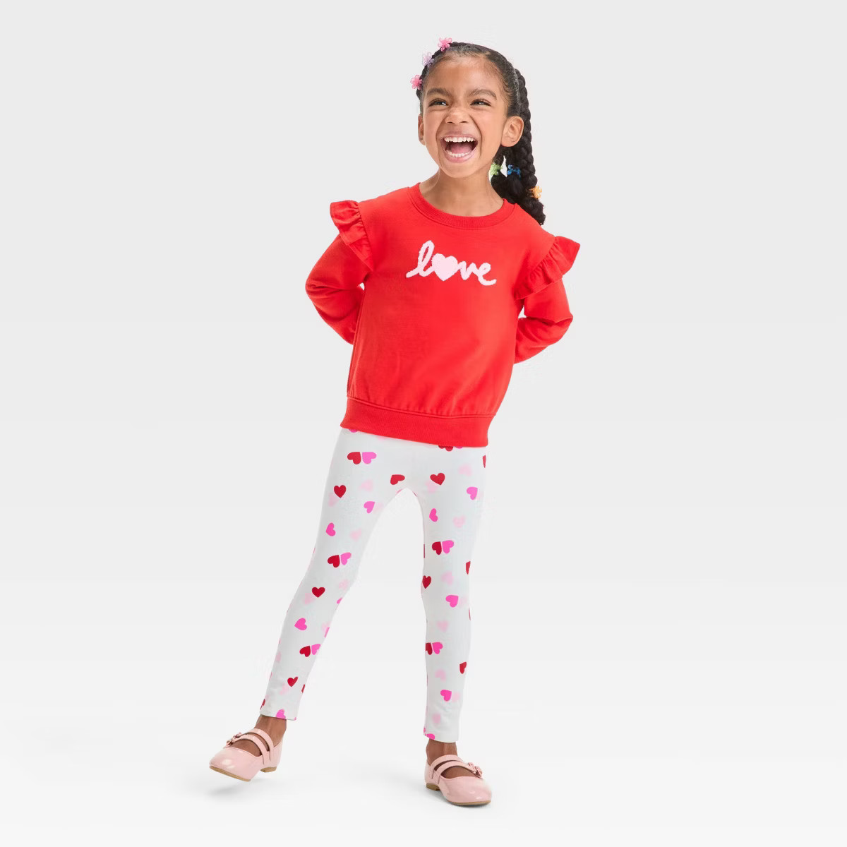 Toddler Girls' Valentine's Day Long Sleeve Top & Bottom Love Set - Cat & Jack™ Medium Red | Target