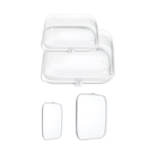 WRYLCYH Zippered Hard Pouch, Hard Clear Zipper Case, Clear Zippered Hard Pouch, Clear Makeup Bag, Portable Double Zipper Hard Bag for Cosmetic Toy Storage (M+S 2pcs) | Amazon (US)