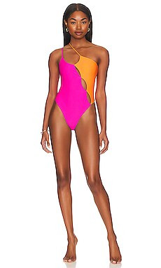 Lovers and Friends Peek A Boo One Piece in Orange & Pink from Revolve.com | Revolve Clothing (Global)