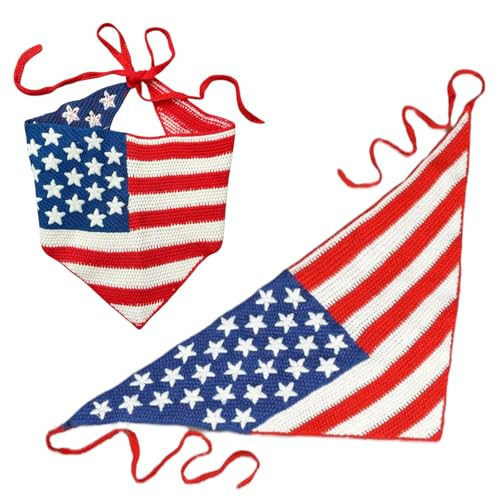 USA Flag Bandana Headband, Handmade Red White Blue Crochet Bandana, Patriotic Hair Accessory for 4th of July (USA1, 1 Size) | Amazon (US)