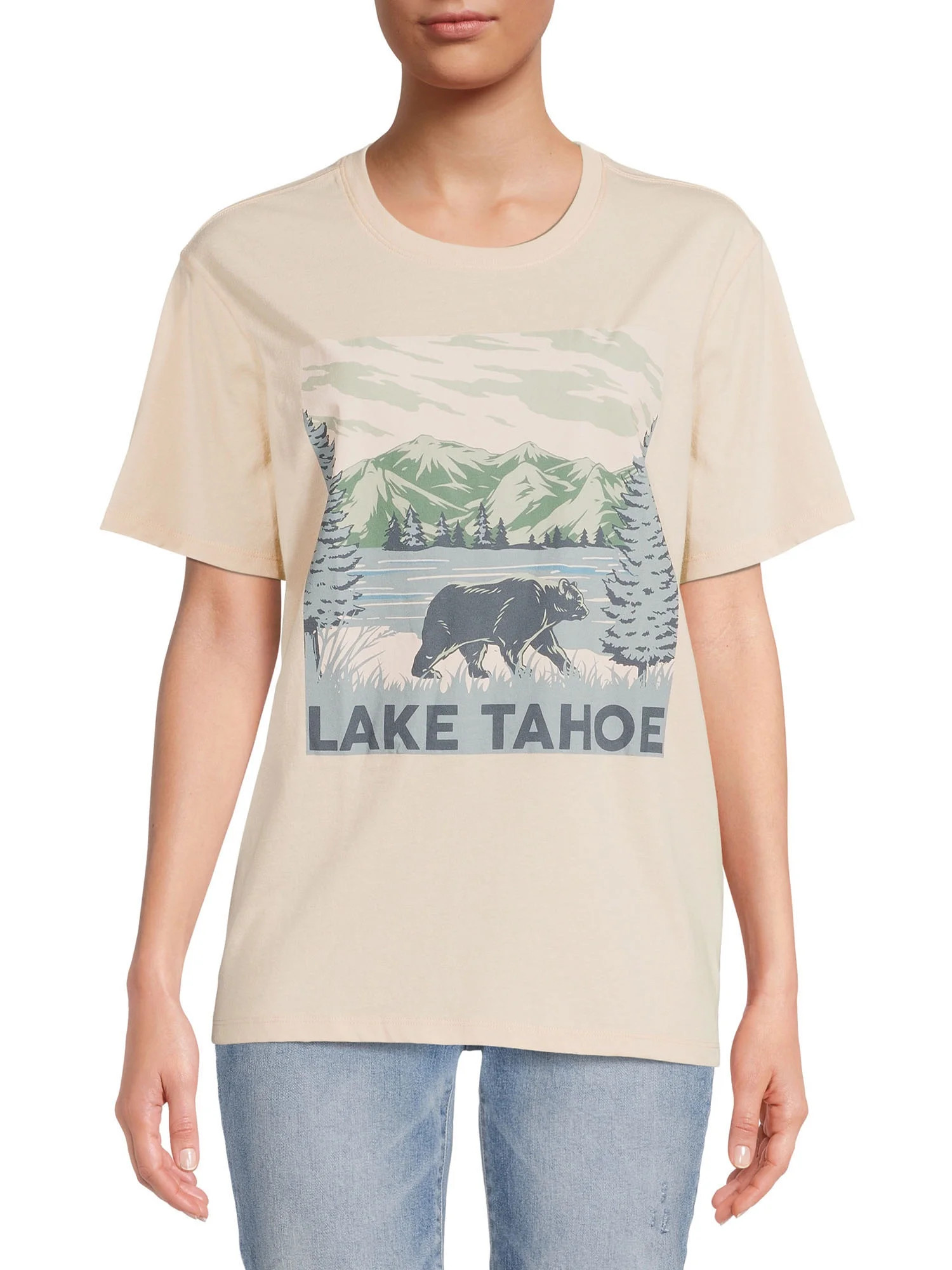 Time & Tru Women’s Lake Tahoe Short Sleeve Graphic Tee - Walmart.com | Walmart (US)