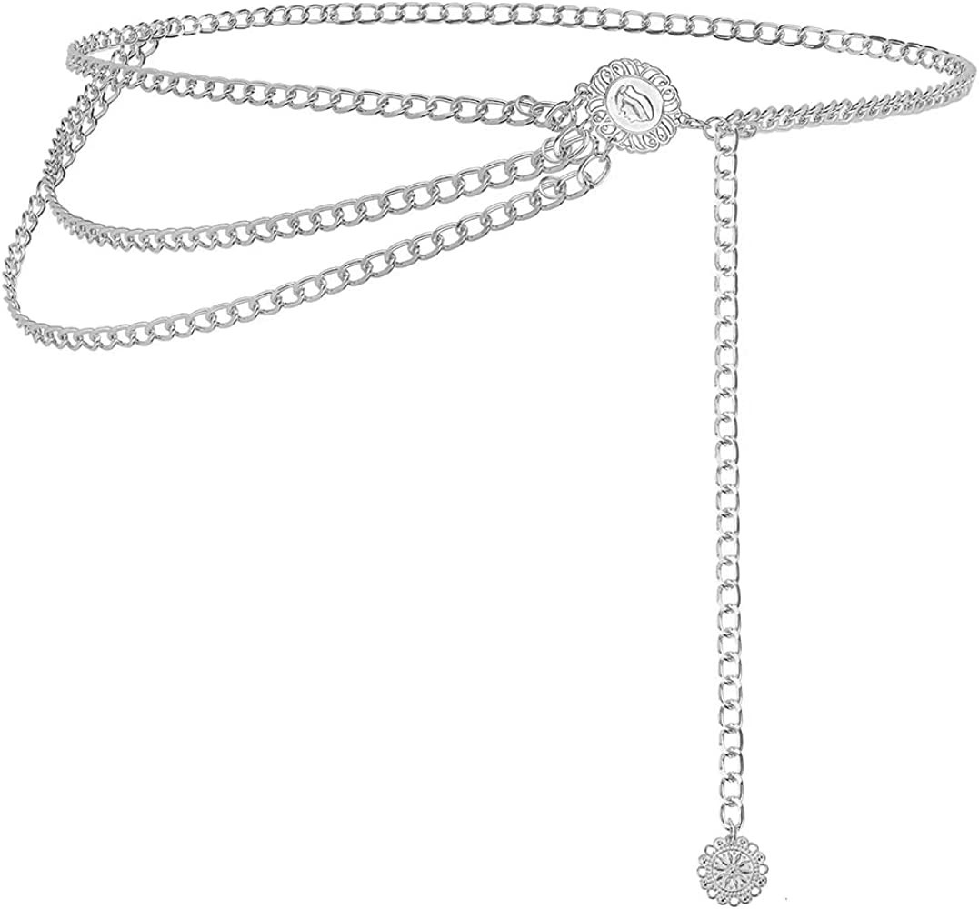 AMYGEM Multilayer Metal Waist Chain Belt for Women, Adjustable Women Long Belt Body Belly Jewelry... | Amazon (US)