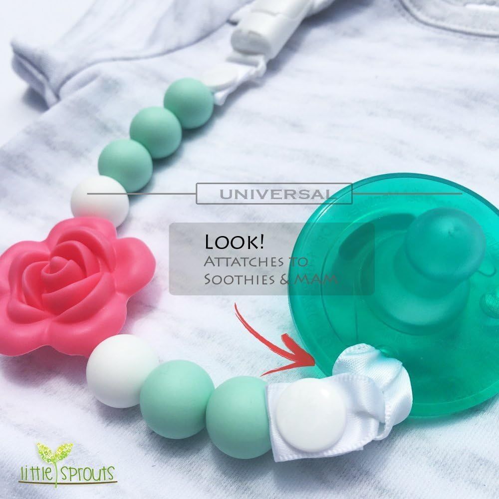 Pacifier Clip - 2 in 1 - Modern and Trendy - Teething Baby Silicone Beads with Unique Shapes - Gi... | Amazon (US)