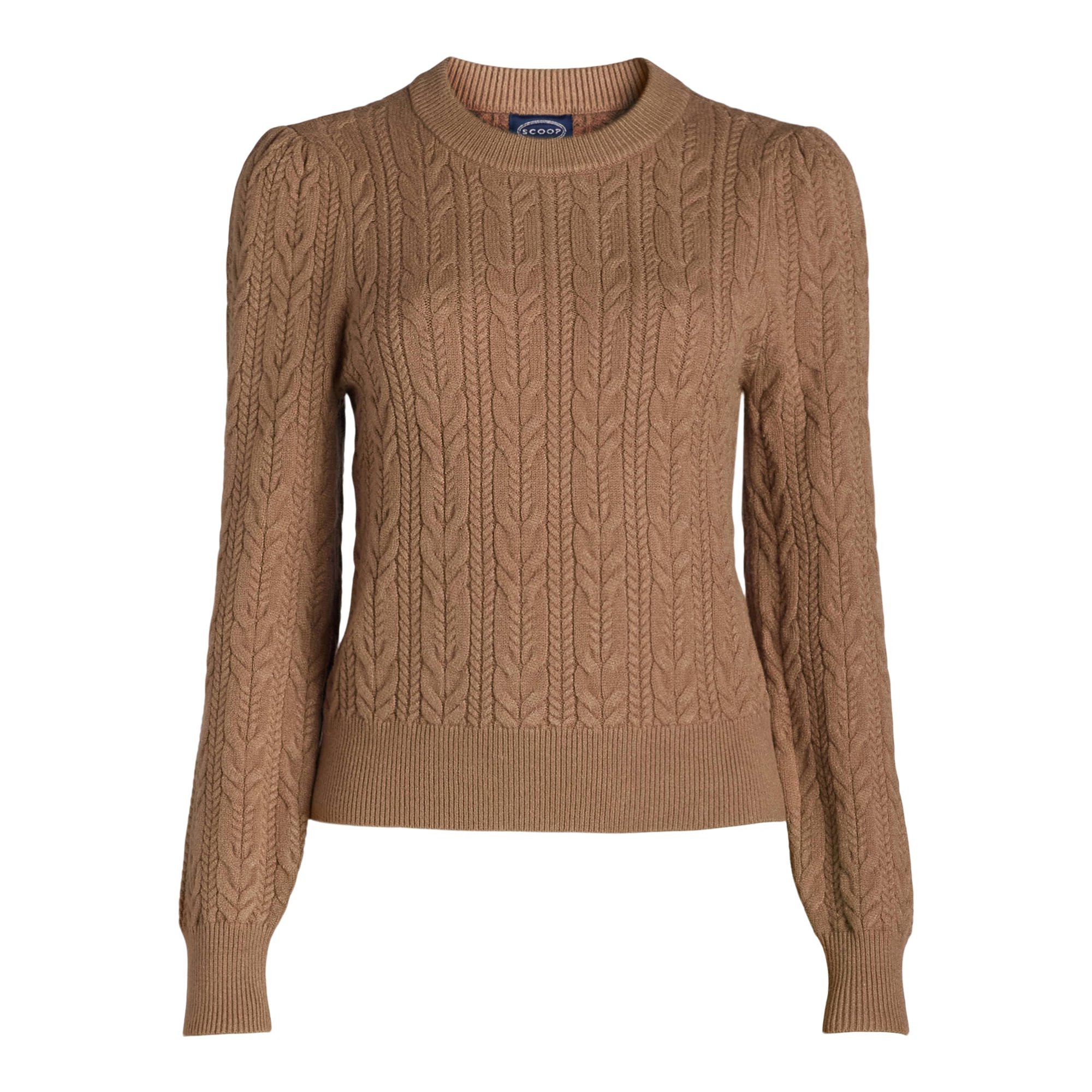 Scoop Women’s Cable Knit Sweater, Midweight, Sizes XS-XXL | Walmart (US)