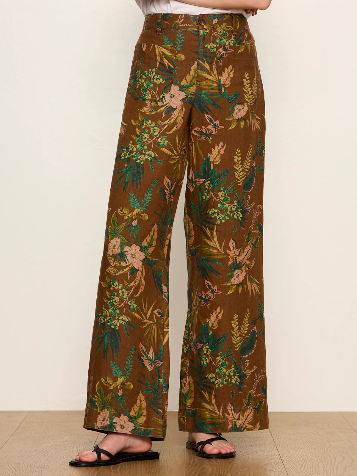 The Linen Marine Wide Leg Pant Vintage Ivy | Sanctuary Clothing