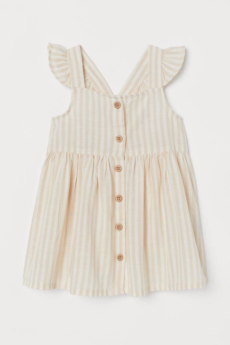 Sleeveless dress in airy, woven cotton fabric. Ruffle-trimmed shoulder straps joined at back, nar... | H&M (US)