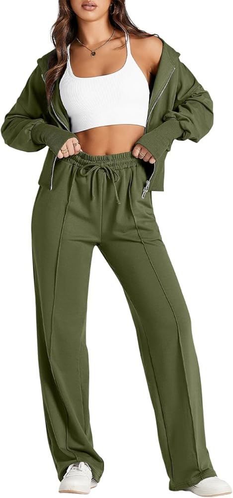 Herseas Womens 2 Piece Casual Outfit Workout Hoodie Sweatsuits with Sweatpant Travel Airport Trac... | Amazon (US)