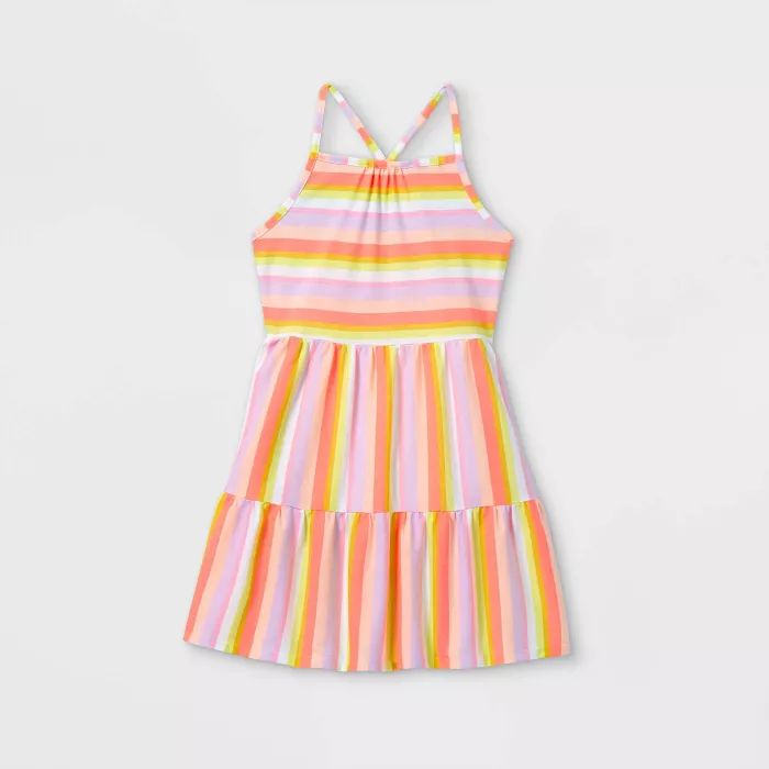 Girls' Printed Tiered Sleeveless Knit Dress - Cat & Jack™ | Target