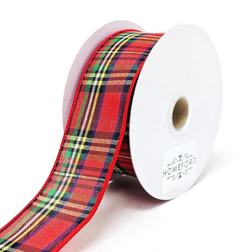 Christmas Tartain Plaid Wired Ribbon, 1-1/2-Inch, 10-Yard | Walmart (US)