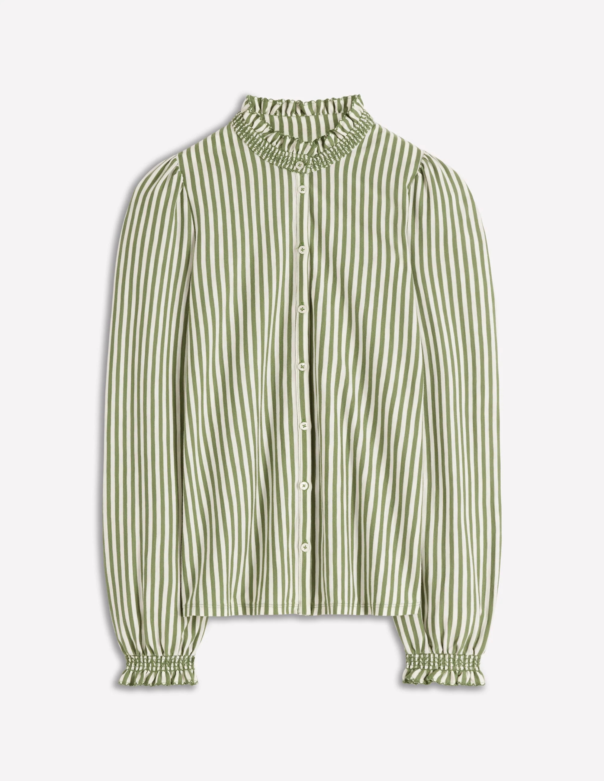 Effie Smocked Detail Shirt-Dill Stripe | Boden (US)