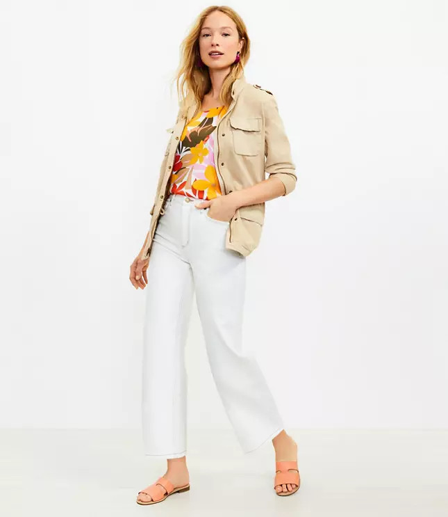 High Rise Wide Leg Crop Jeans in Ecru | LOFT