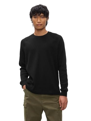 GAP Mens Long Sleeve Waffle Crewneck Tee T-Shirt Black L | Amazon (US)