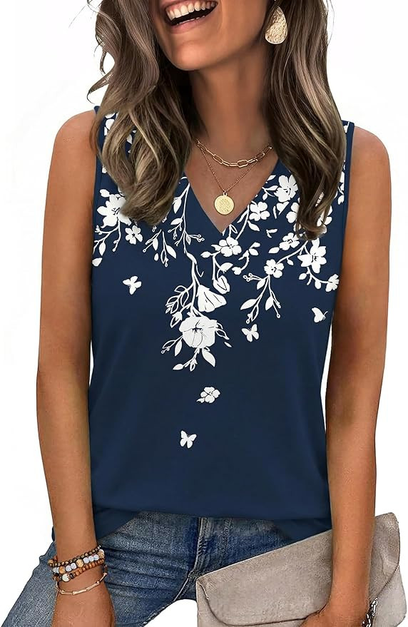 Zeagoo Tank Top for Women V Neck Loose Fit Sleeveless Summer Tops Business Casual Outfits Dressy ... | Amazon (US)