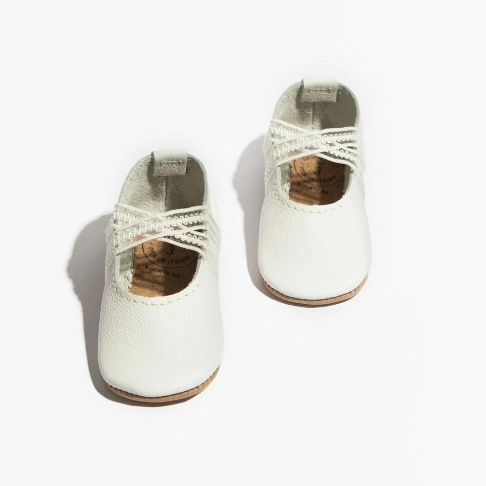 Ivory Lace Ballet Slipper Baby Shoe | Freshly Picked