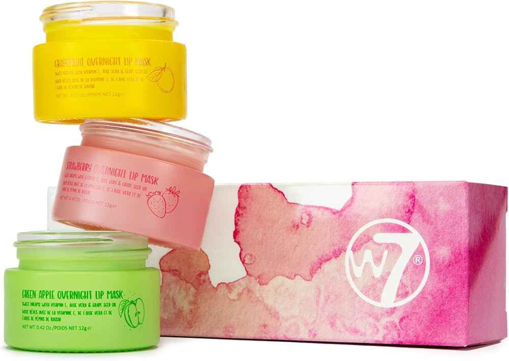 W7 Sweet Dreams Overnight Lip Mask Trio - Strawberry, Apple & Grapefruit Flavor Gift Set - Vitami... | Amazon (US)