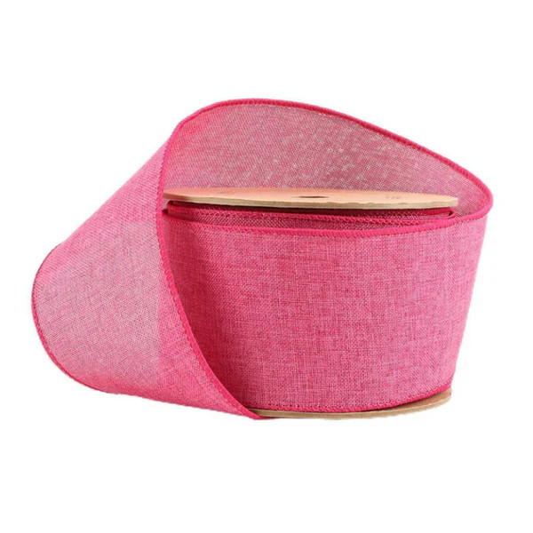 Wired Dark Pink Linen Ribbon - 2 1/2" | Fig and Dove