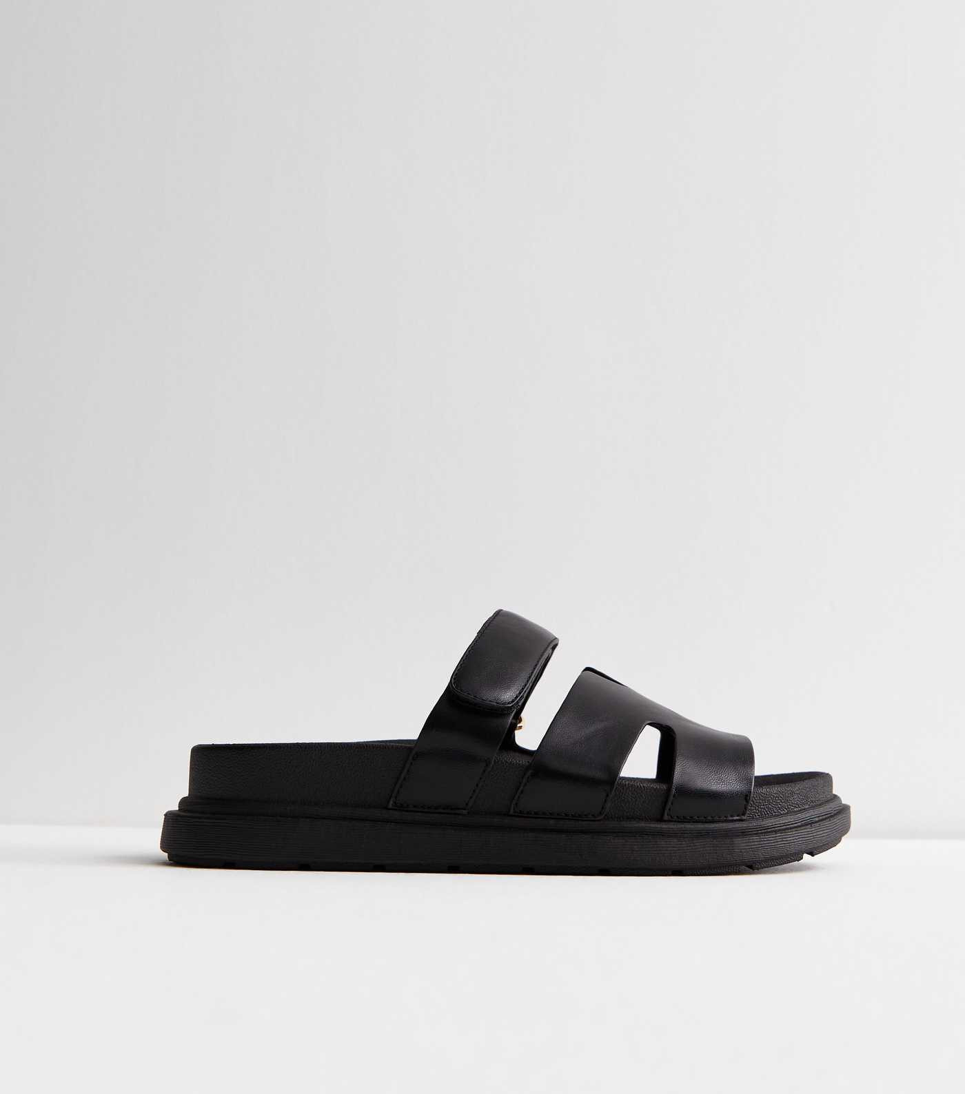 Black Leather-Look Chunky Sliders
						
						Add to Saved Items
						Remove from Saved Items | New Look (UK)