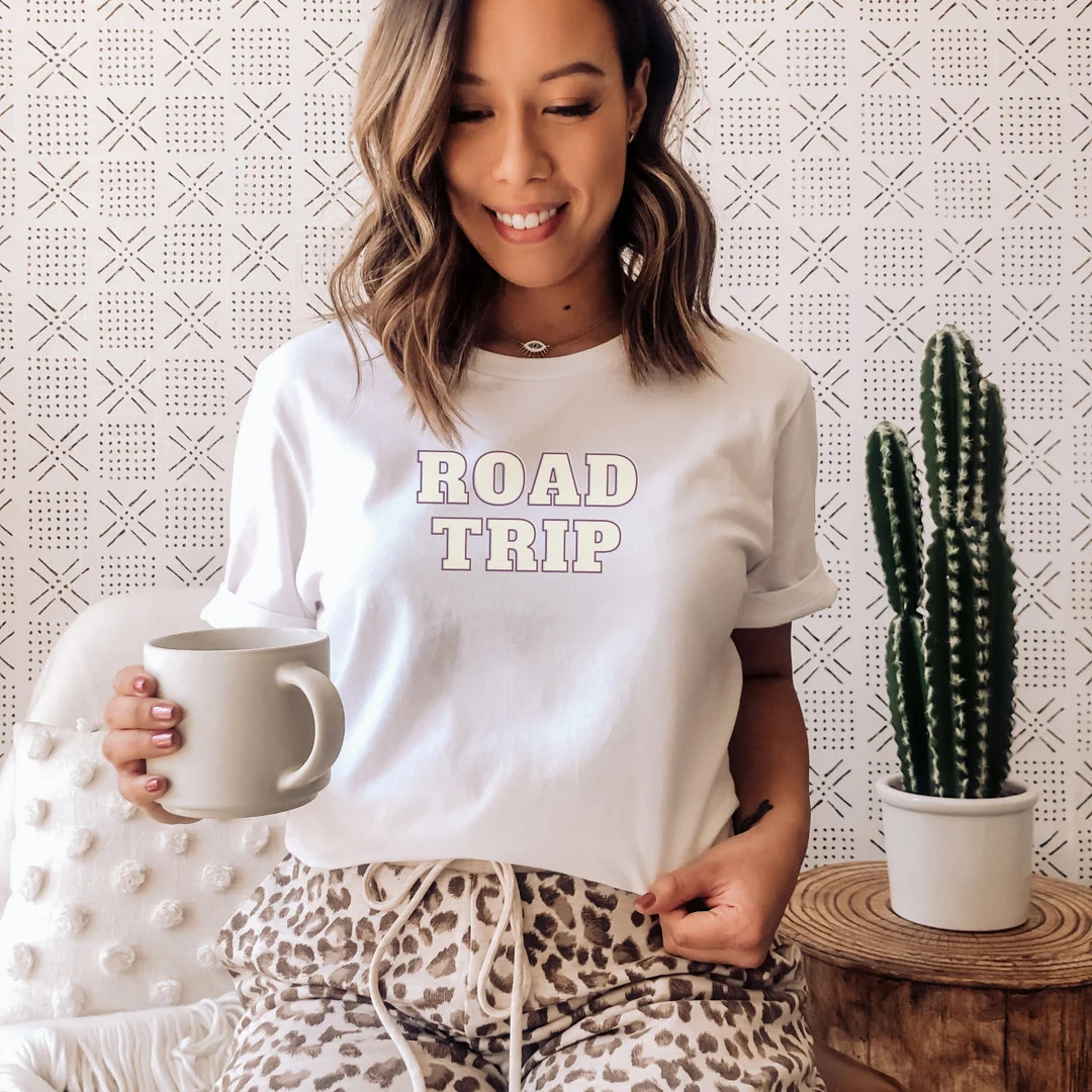 Road Trip T-Shirt, Simple Modern Vacation Tee, Matching Friends Travel Shirt, Family, Spring Brea... | Etsy (US)