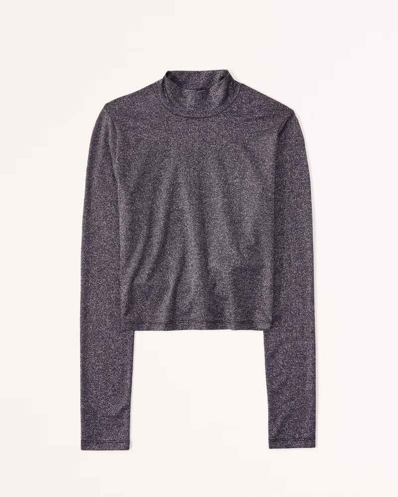 Women's Long-Sleeve Sparkle Mockneck Top | Women's Best Dressed Guest - Party Collection | Abercr... | Abercrombie & Fitch (US)