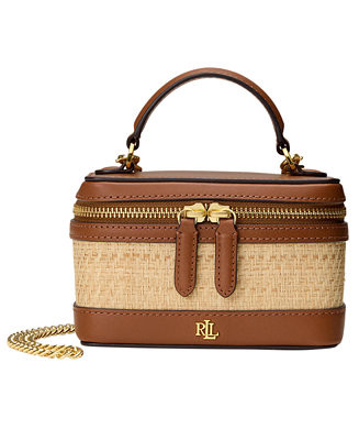 Hallee Small Straw & Leather Crossbody Bag | Macy's