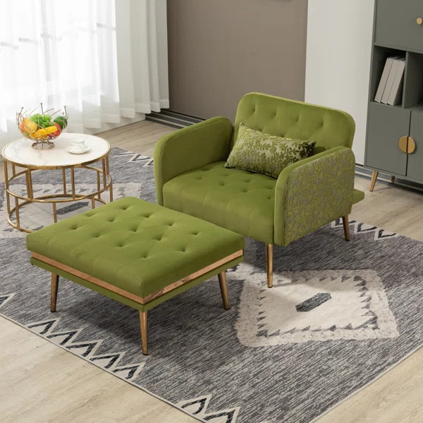 Wombwell 40.94''/34.25" Wide Tufted Velvet Lounge Chair | Wayfair North America