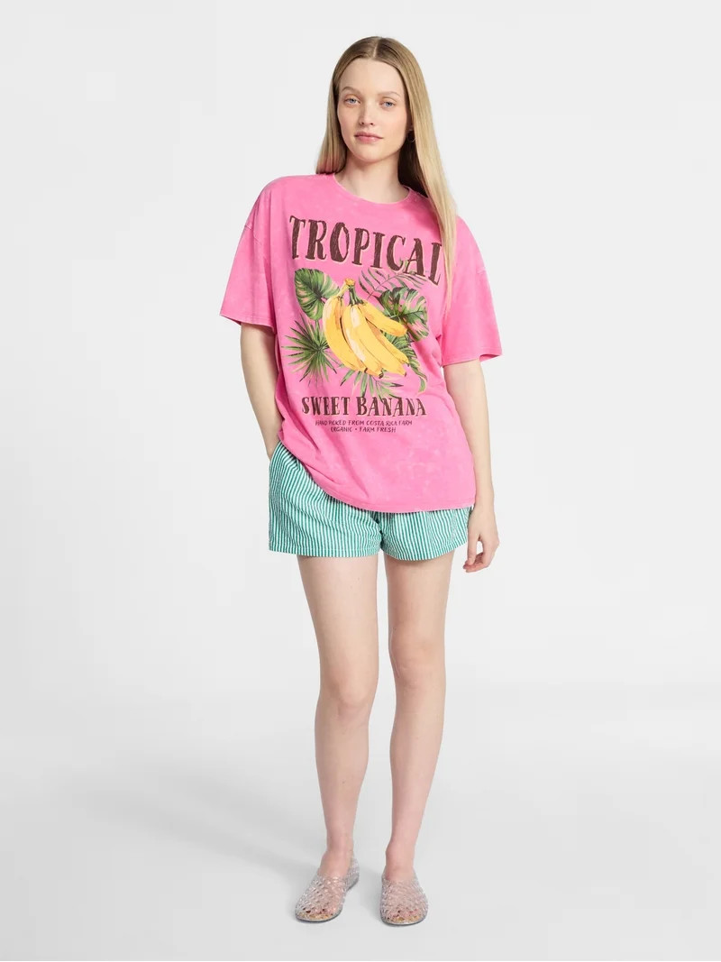 No Boundaries Striped Seersucker Bungee Shorts, 2" Inseam, Women's XXS-XXL | Walmart (US)