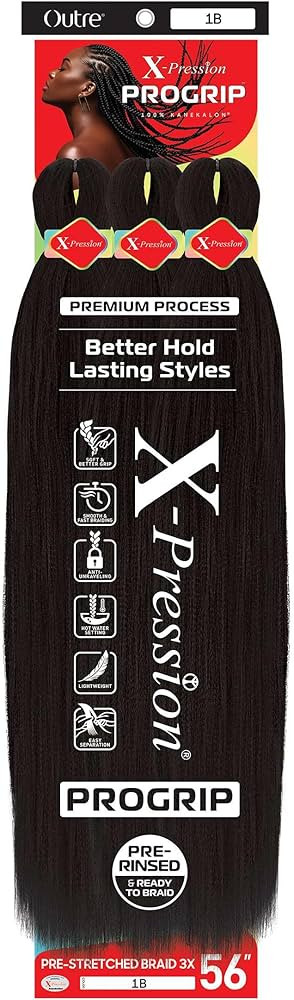 Outre X-Pression Braid - PROGRIP - Pre Stretched Braid 56" 3X (1 Pack, OFF BLACK 1B) | Amazon (US)