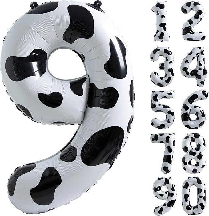 Cow Print Balloon Birthday Decorations Supplies,40 inch Number 9 Balloon | Cowgirl Theme Number B... | Amazon (US)