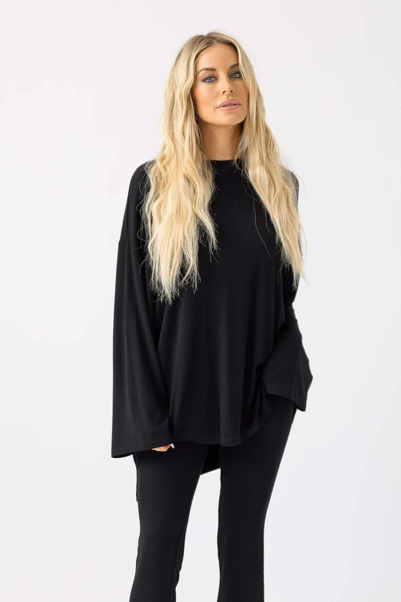 All Weekend Long Pant Set Long Sleeve Black | The Foxy Kind