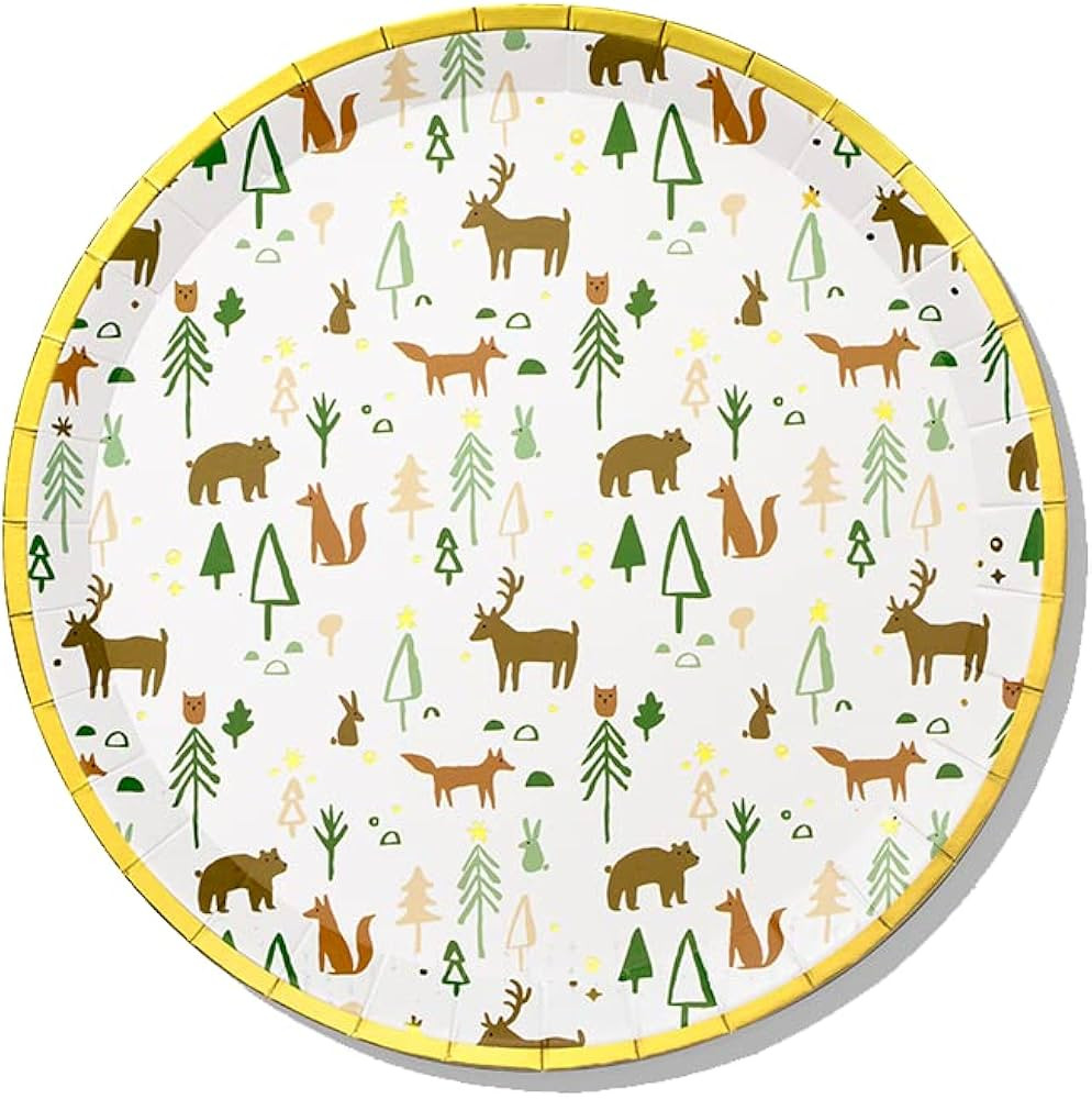 Coterie Woodland Theme Plates Large (Set of 10) - Baby Shower Deer Plates, Woodland Baby Shower, ... | Amazon (US)