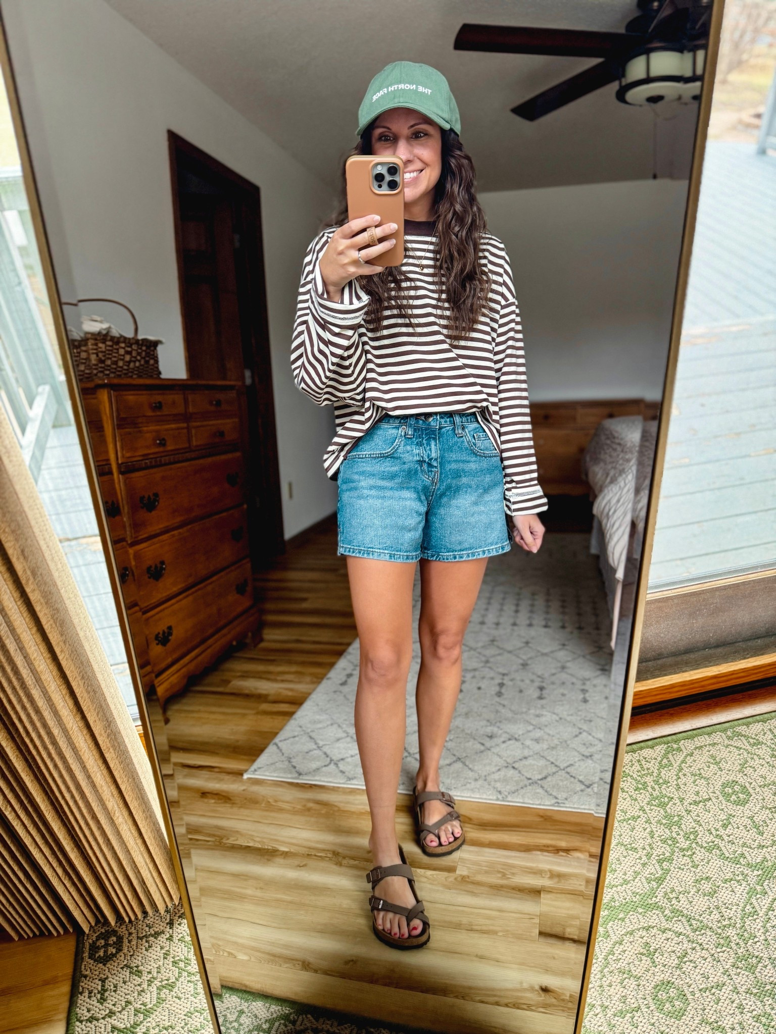 xs in my striped shirt, 00 in my shorts (medium wash—size up for a looser fit. Almost no stretch). 6 in my sandals.

#LTKPetite #LTKgrwm #LTKootd