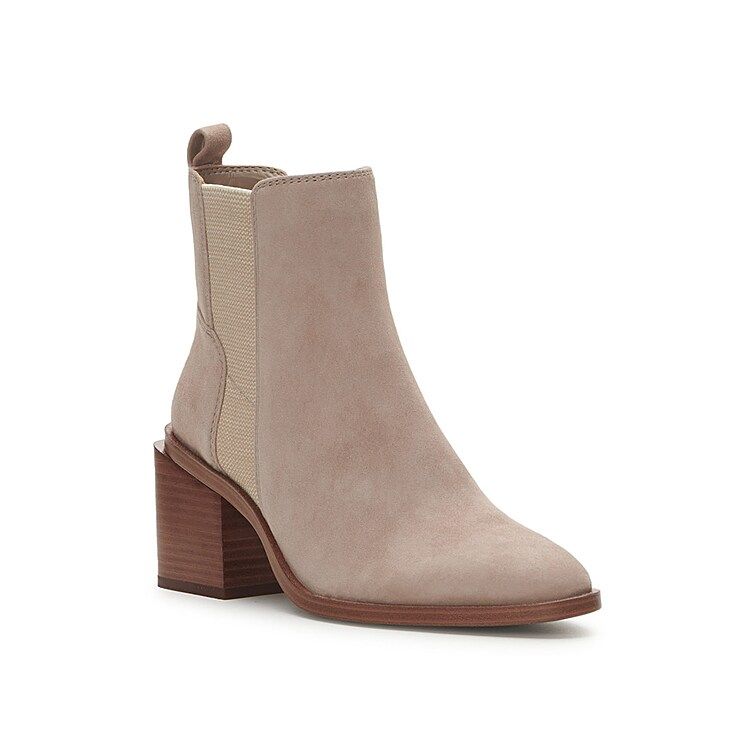 Vince Camuto Kreshna Bootie | Women's | Taupe Suede | Size 8 | Boots | Block | Bootie | Chelsea | DSW