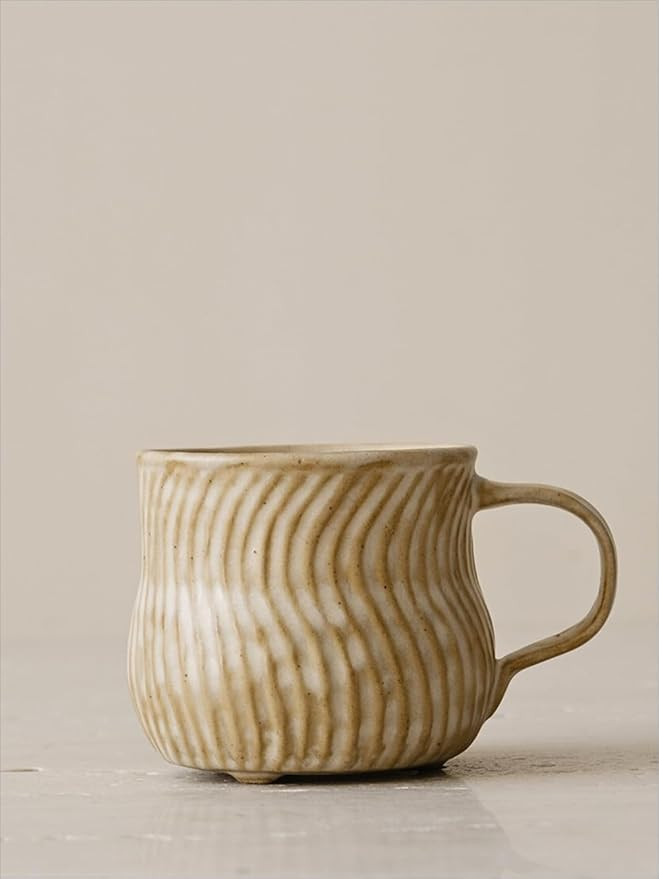 WENSHUO Stoneware Coffee Mug for Espresso/Coffee Cup,Novelty Unique Tea cup with Handmade wave te... | Amazon (US)