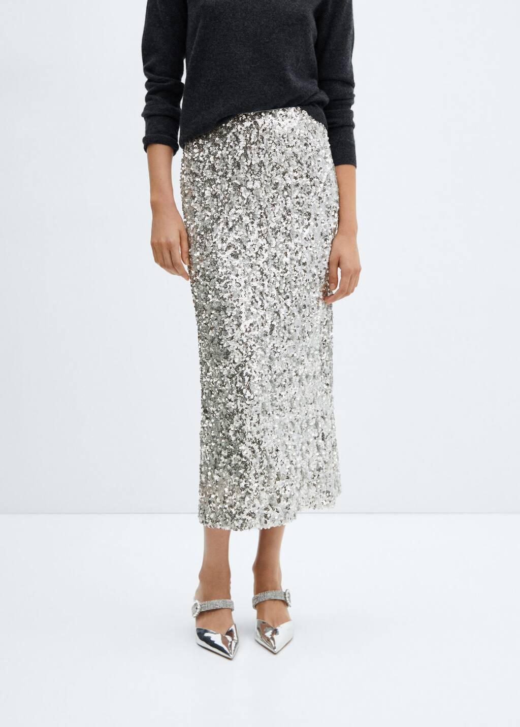 Sequin midi skirt -  Women | Mango USA | MANGO (US)