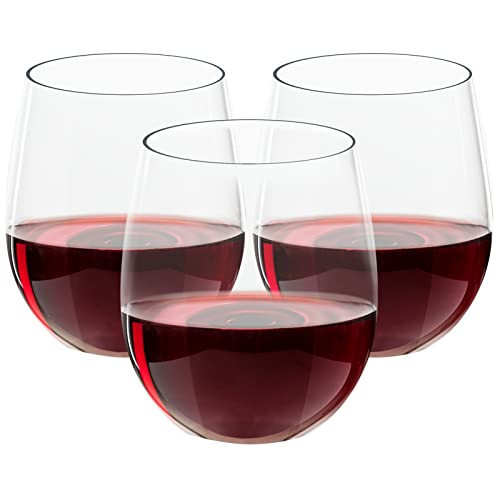 FOCUSLINE 32 Pack Plastic Wine Glasses Stemless, 12 Oz Crystal Clear Disposable Wine Cups, Reusable Plastic Wine Glasses for Parties Weddings, Shatterproof Recyclable and BPA-Free | Amazon (US)