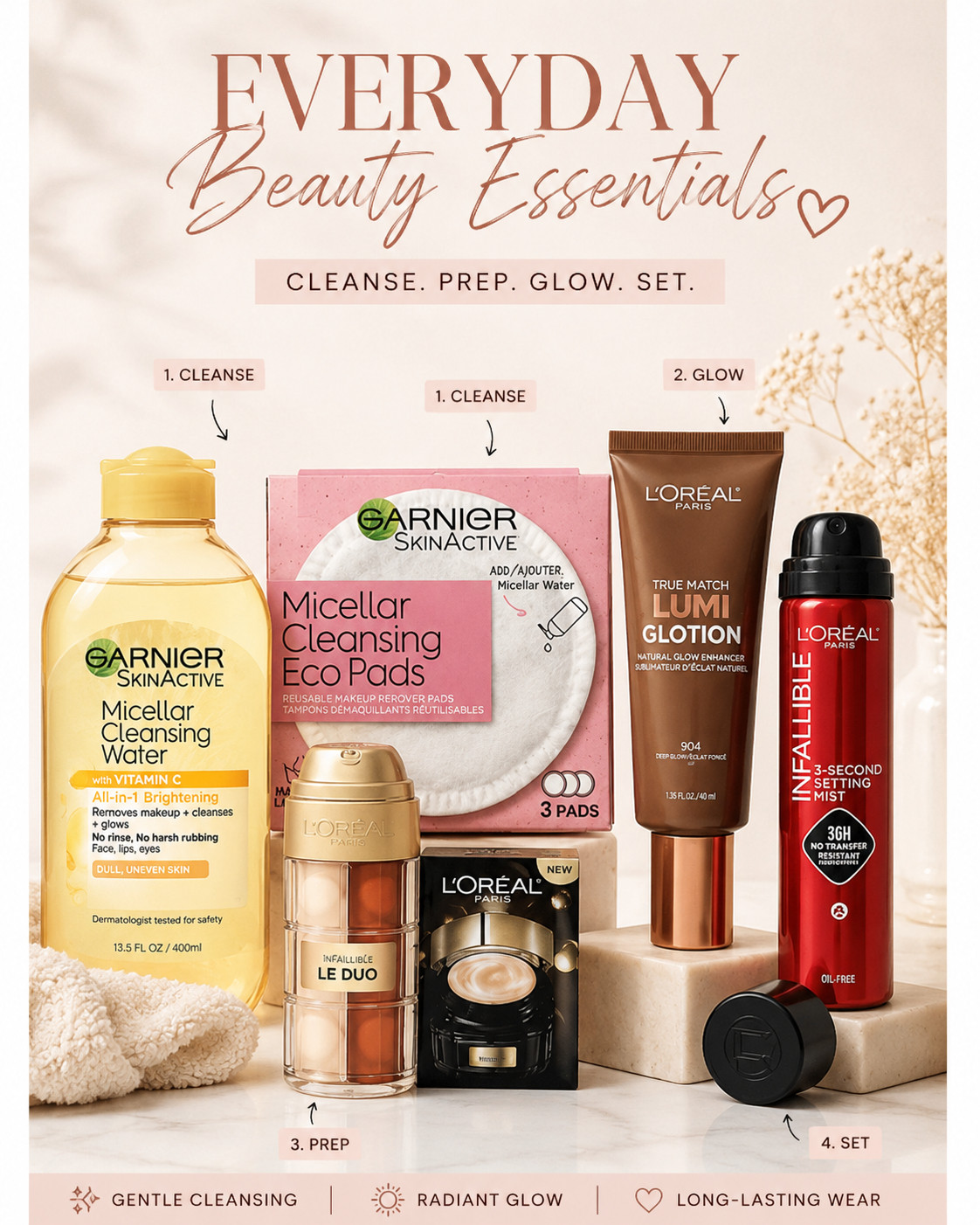Glowy skin, clean beauty & everyday makeup staples ✨🤍
These are the products I keep reaching for to prep, perfect, and set my everyday look ☀️ #BeautyEssentials #LTKBeauty #DrugstoreFavorites 

 
