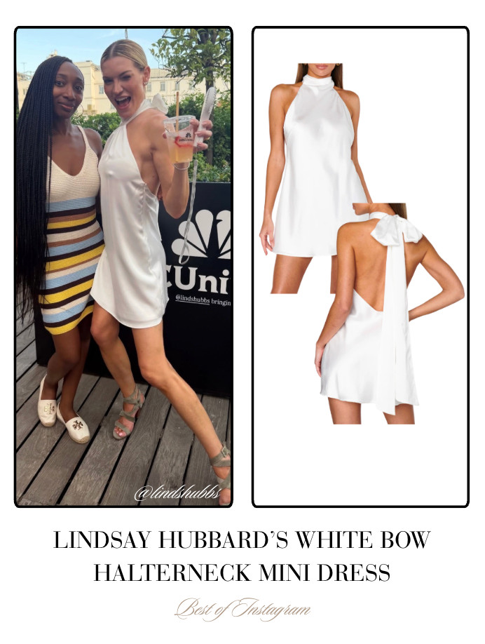 Lindsay Hubbard's White Bow Halterneck Dress 📸= @lindshubbs 

 