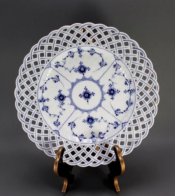 Royal Copenhagen - Blue Fluted Full Lace # 1096 - Openwork Porcelain Plate Tray | Etsy (US)