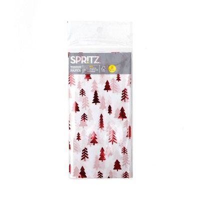 8ct Pegged Tissues Foil Tree Gift Packaging Accessories Red/White - Spritz™ | Target