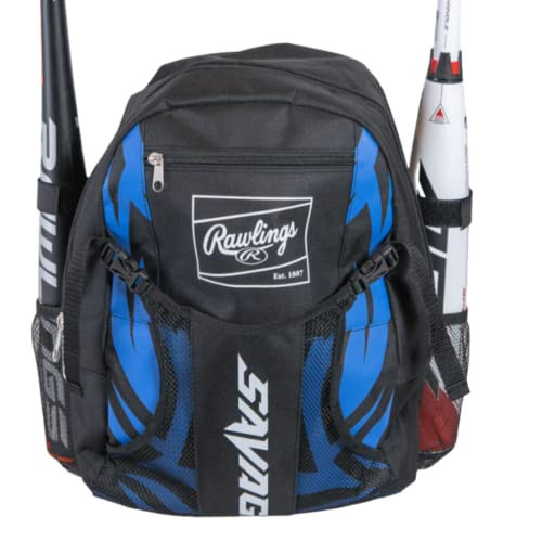 Rawlings | SAVAGE Backpack Equipment Bag | T-Ball / Baseball / Softball | Black/Royal | Amazon (US)