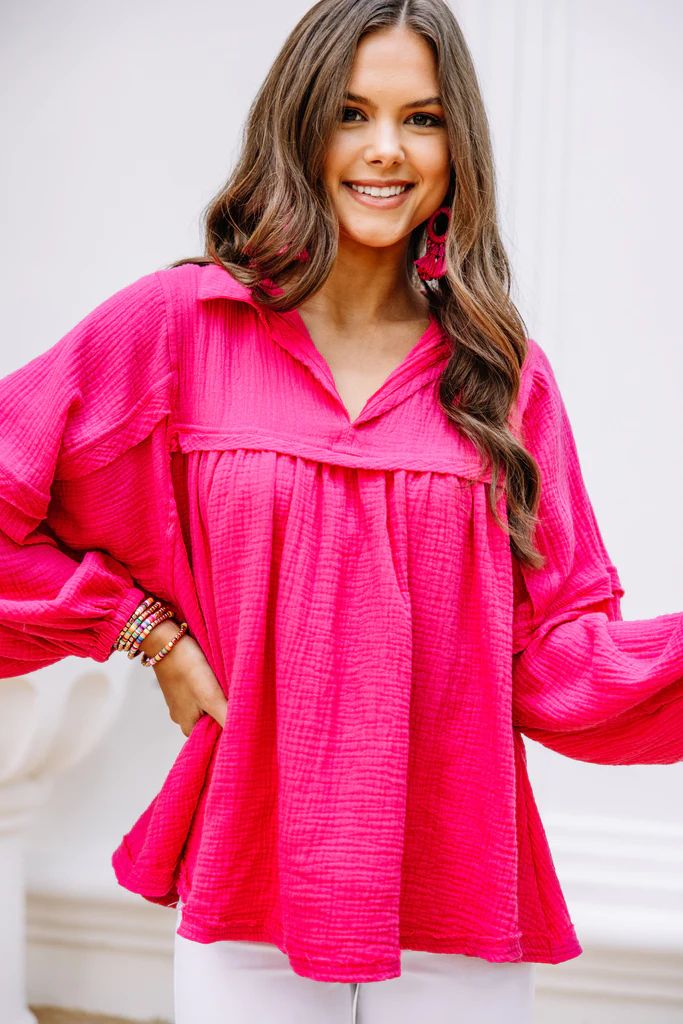 Love Life Fuchsia Pink Babydoll Top | The Mint Julep Boutique