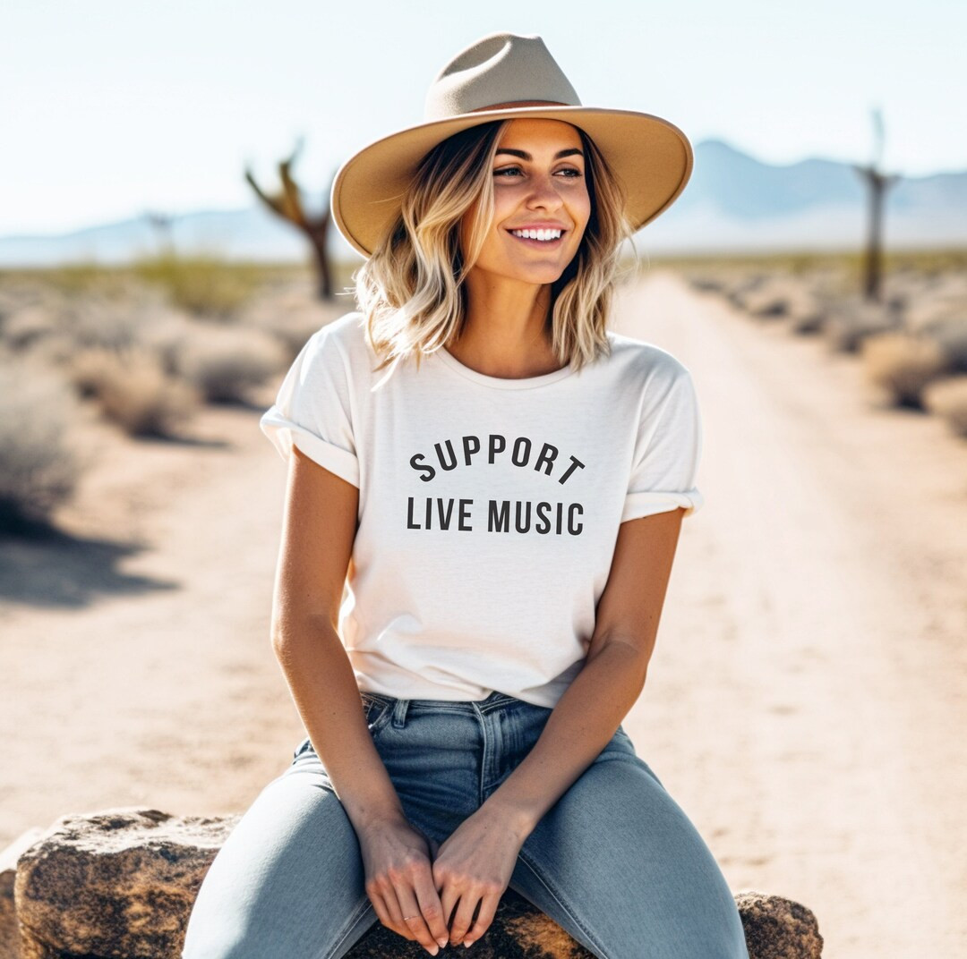 Support Live Music Tee for Music Festival Music Lovers Gift for Band Minimal Aesthetic Tee Nashvi... | Etsy (US)