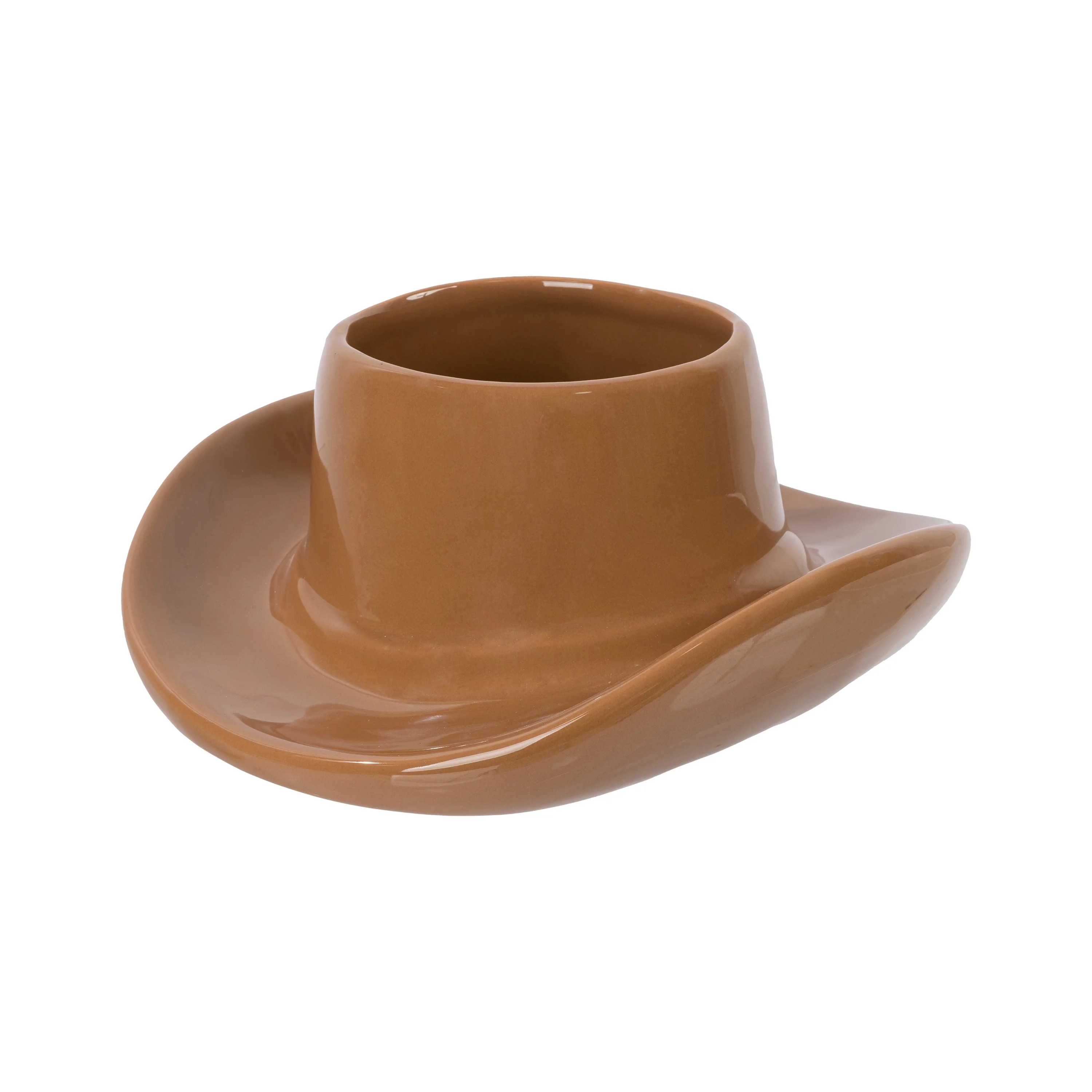 Mainstays 9.3" x 10.2" x 4.3" Round Brown Ceramic Cowboy Hat Planter | Walmart (US)